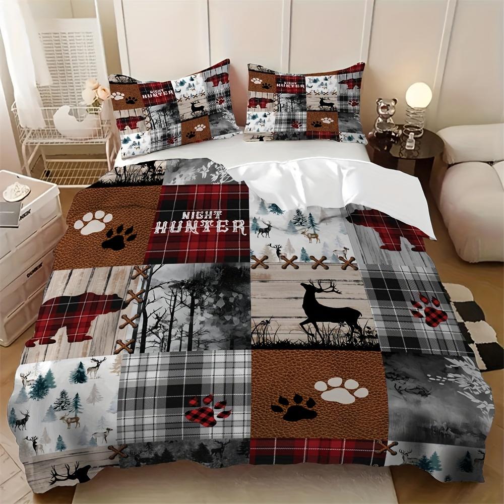 

2/3Pcs Duvet Cover Set (1 Duvet Cover + 1/2 Pillowcase, Without Core), Flat Minimalist Retro Brown And Black And Gray Duvet Cover Set&AU Single(140x210cm)