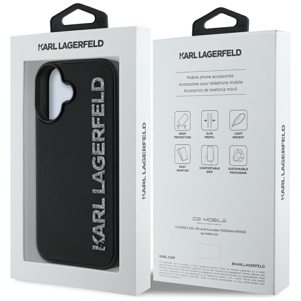 Hülle Karl Lagerfeld Hc 3D Gummi         Verlängert Glitzer Für iPhone 16 Schwarz