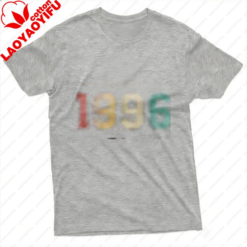 1996 Vintage Year Print Unisex TShirt Cotton Retro 1996 Print T Shirt Short Sleeve Fashion Top Gift for Birthday Anniversary
