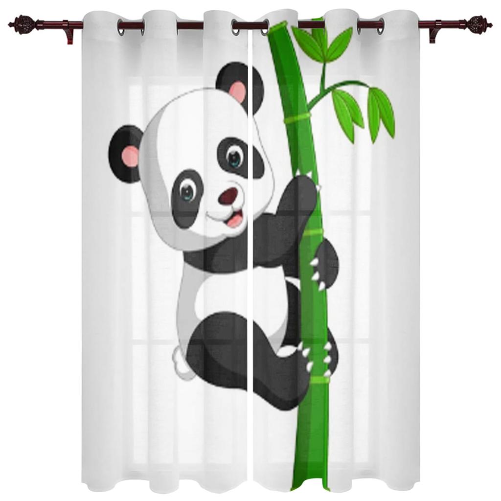 Animal Cute Panda Bamboo Window Curtains Bedroom Kitchen Decor Curtain Panel Window Curtains for Living Room