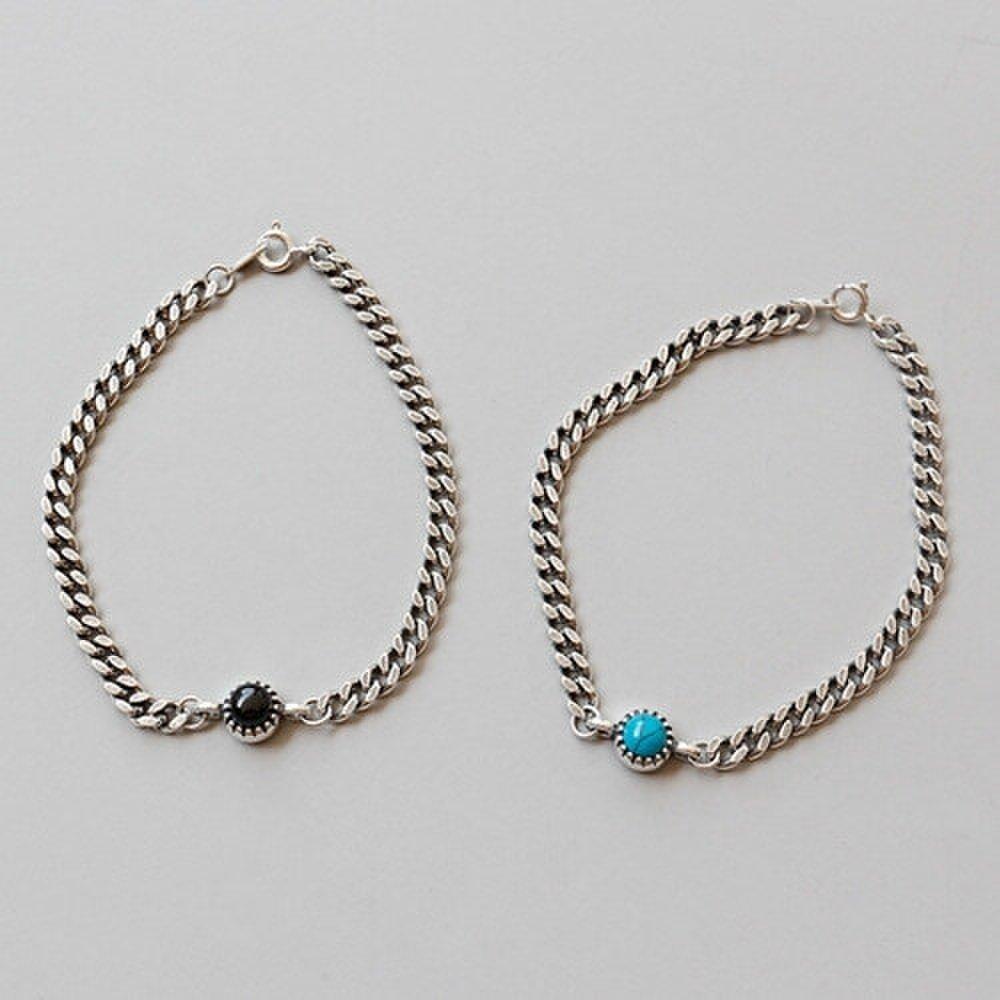 Silver 925 Turquoise Onyx Gemstone Women's Chain Bracelet W018