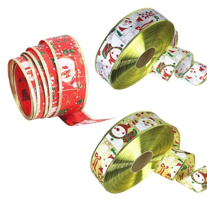 1 PC Silk Candy Package Ribbon 2M Snowman Snowflake Christmas Ribbon DIY Bow Knot Ribbon