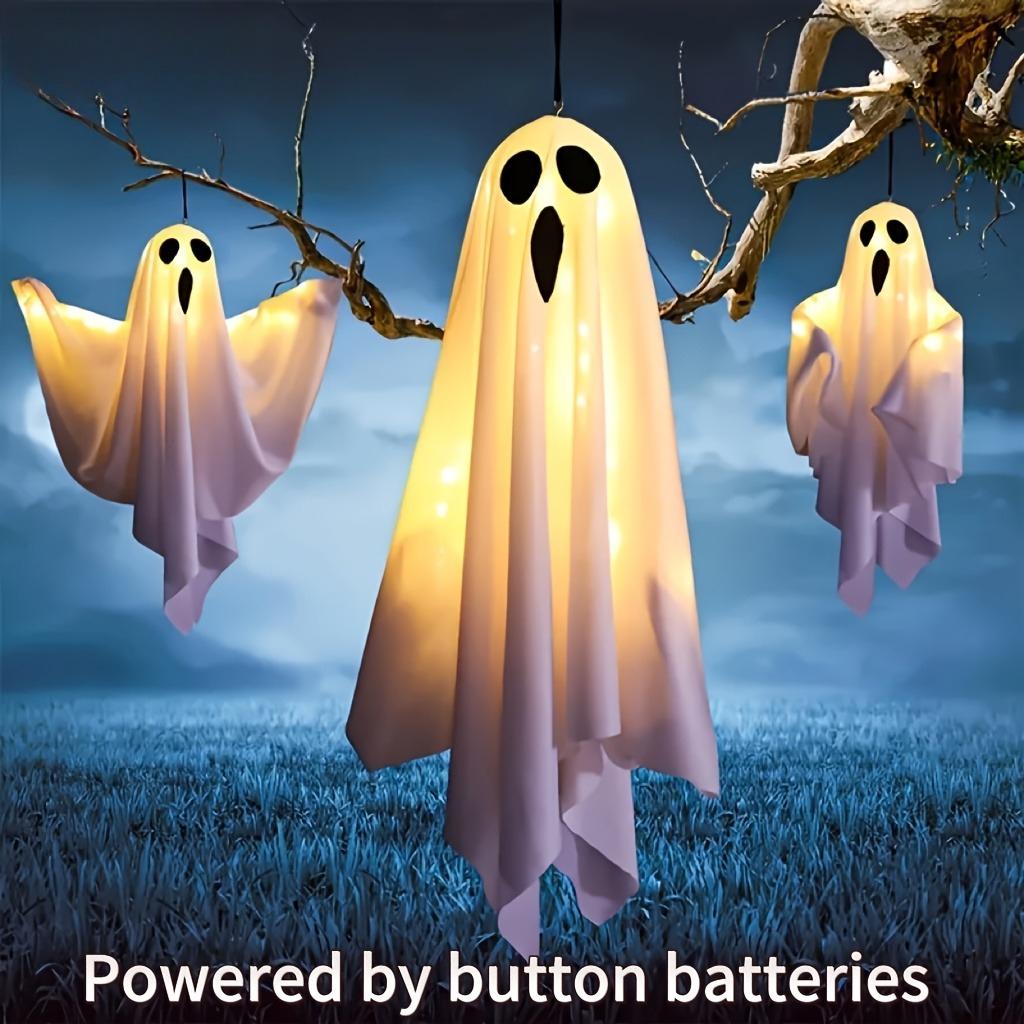 Halloween LED Ghost Light, DIY Hanging Decoration with Adjustable Lamp Arm, Party Decoration, Garden Halloween Props, Outdoor Decoration