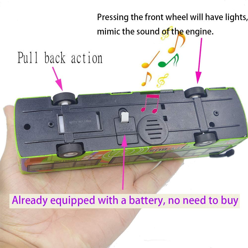 1/32 Scale City Double Decker Bus Toy Die Cast Pull Back Vehicles Mini Bus Model Car Toys Lights and Music