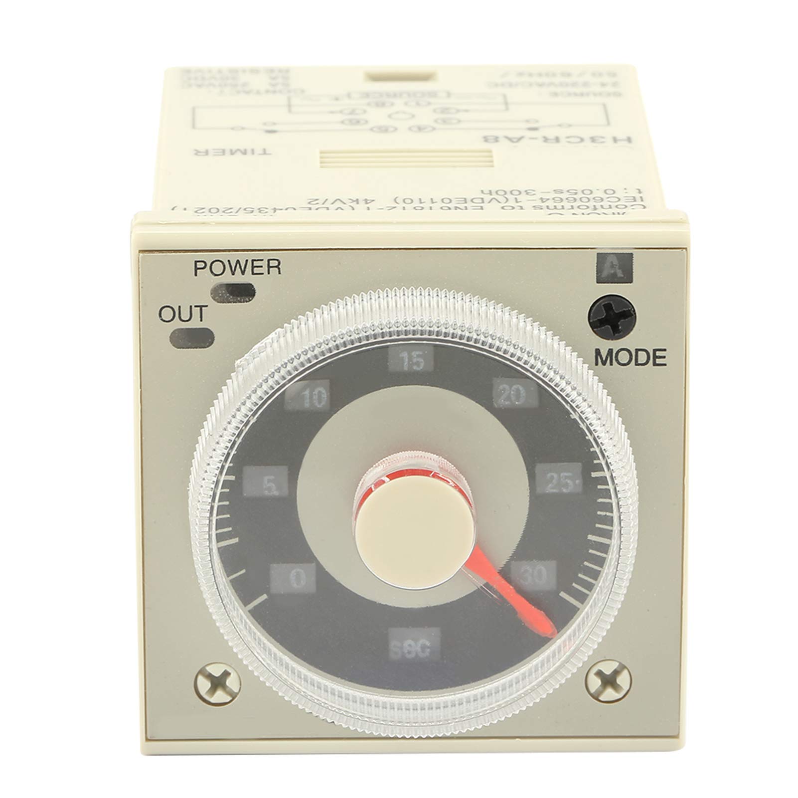 

VEGBY1 H3CR-A8 Delay Timer Relay, Multifunction 1.2S-300H Knob Control Time Relay 8 Pin 100-240VAC 100-125VDC2NC Time Relay