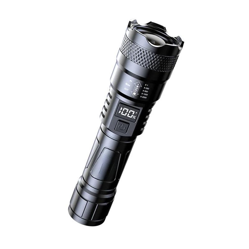 Portable rechargeable LED flashlight, high-power flashlight, zoom flashlight, suitable for outdoor camping, fishing, hiking, cold resistance
