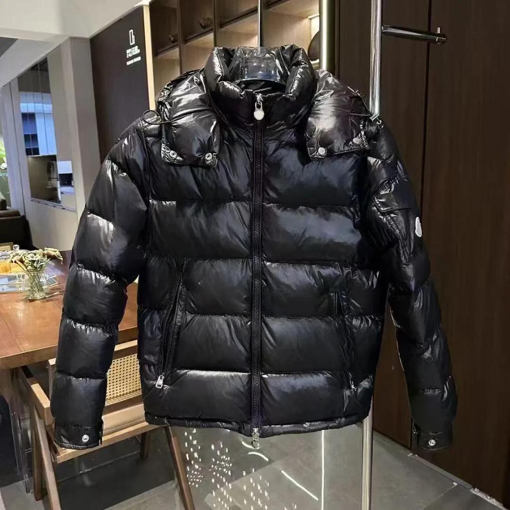 In-Stock Winter Unisex Bright Surface Thickened Warm Down Hooded Jacket