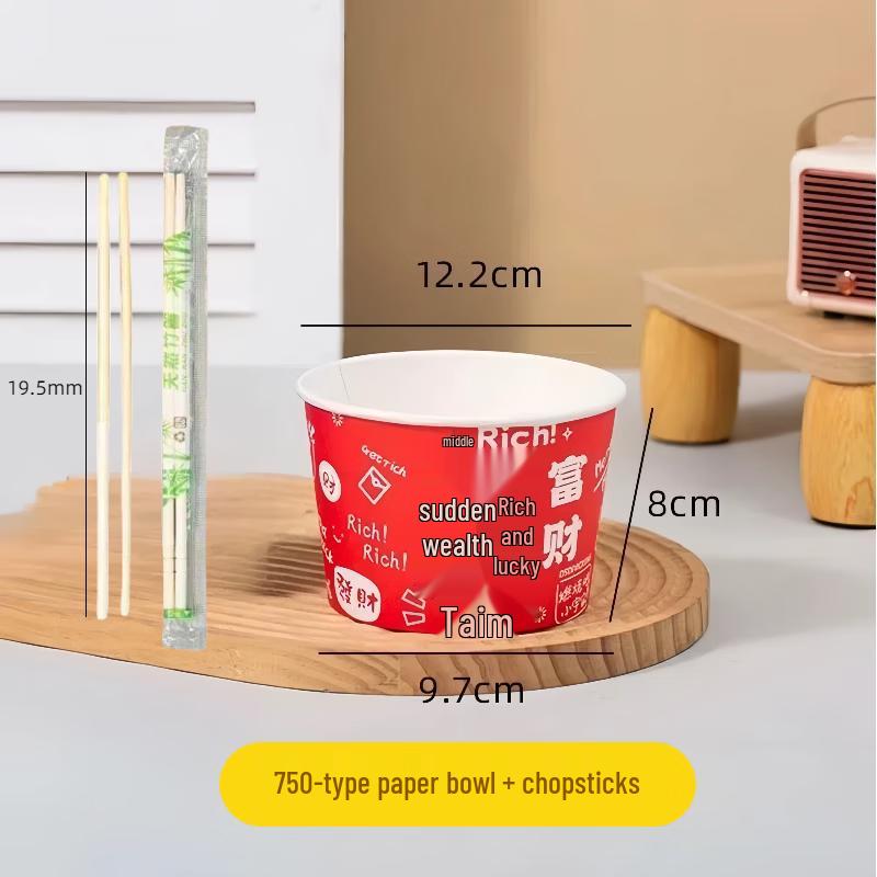 Disposable Fortune-Themed 750ml Paper Food Container Set