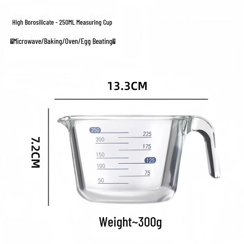 Xi He 250ML High Borosilicate Glass Measuring Cup with Handle