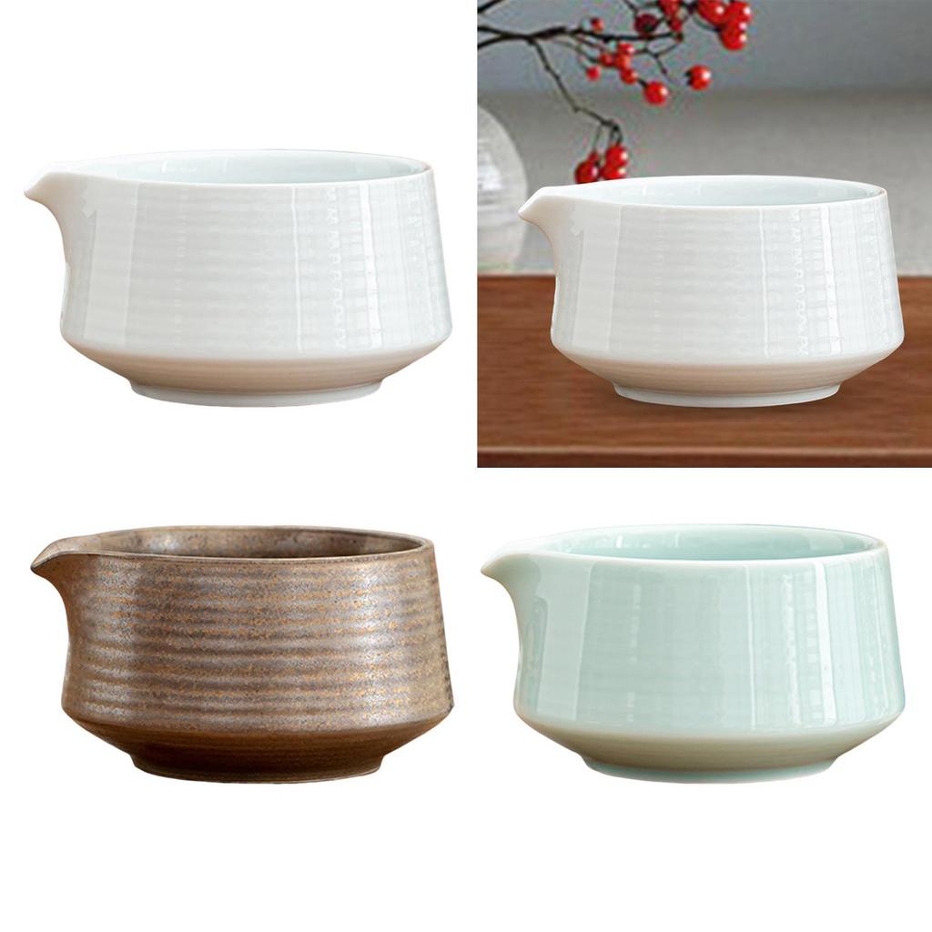 Ceramic Matcha Tea Bowl Utensils with Spout Tea Cup Handmade