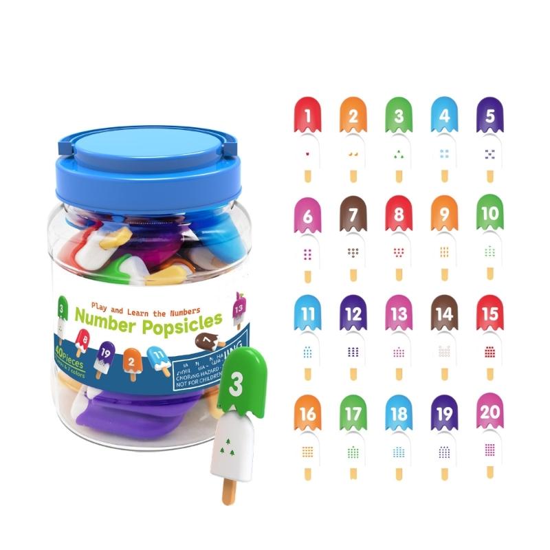 

Colorful Ice Cream Themed 123Educational Toy Safe Plastic Montessoris Teaching Aid For Preschool Home Classroom Use