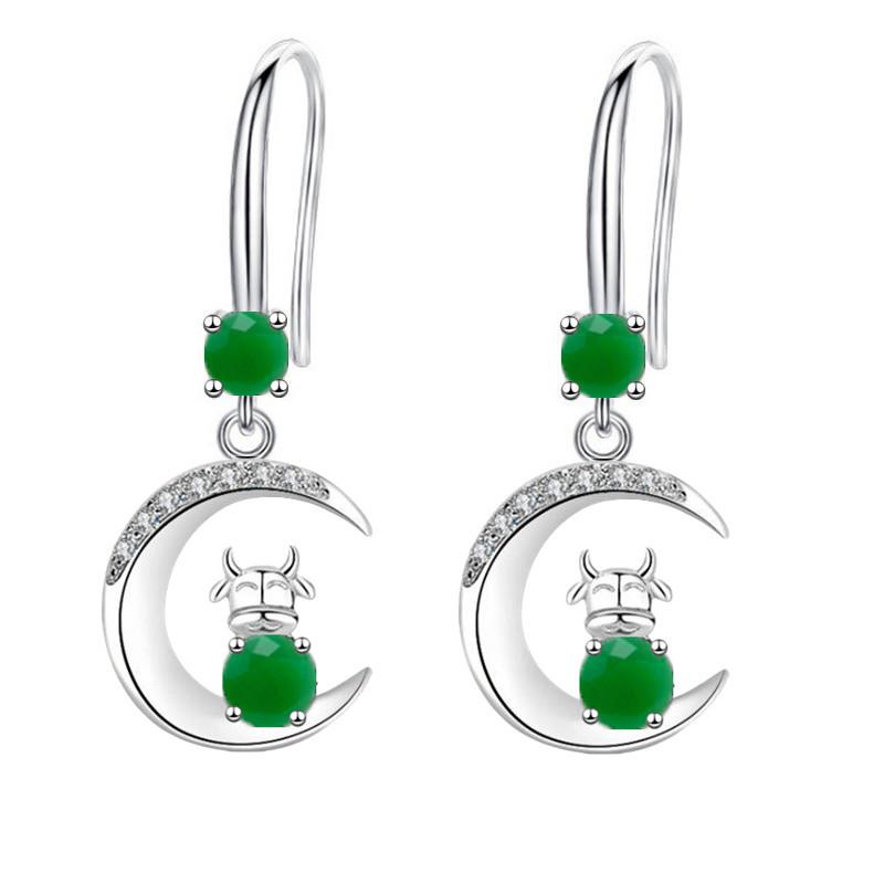 Chinese Zodiac Cow Earrings Moon Cow Drop Earrings Long Superior Temperament Ear Hooks