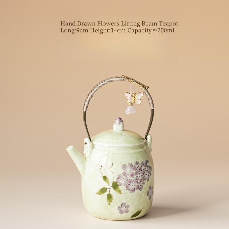 

Hand Drawn Flowers Lifting Beam Teapot Anti Scalding Teapot Tea Maker Lady Tea Set Filter Teapot Kungfu Tea Set Tea Ceremony