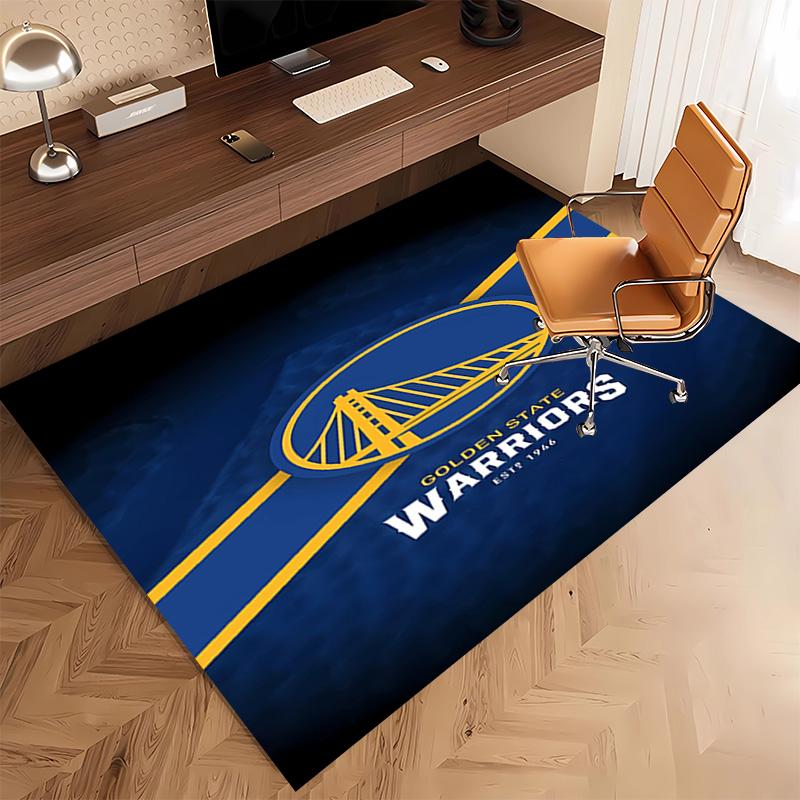 1ks Koberec s potiskem loga Golden State Warriors - Měkký, Omyvatelný, Protiskluzový vnitřní koberec, Dekorativní koberec do obývacího pokoje, Domácí kanceláře, Kancelářský dekorativní