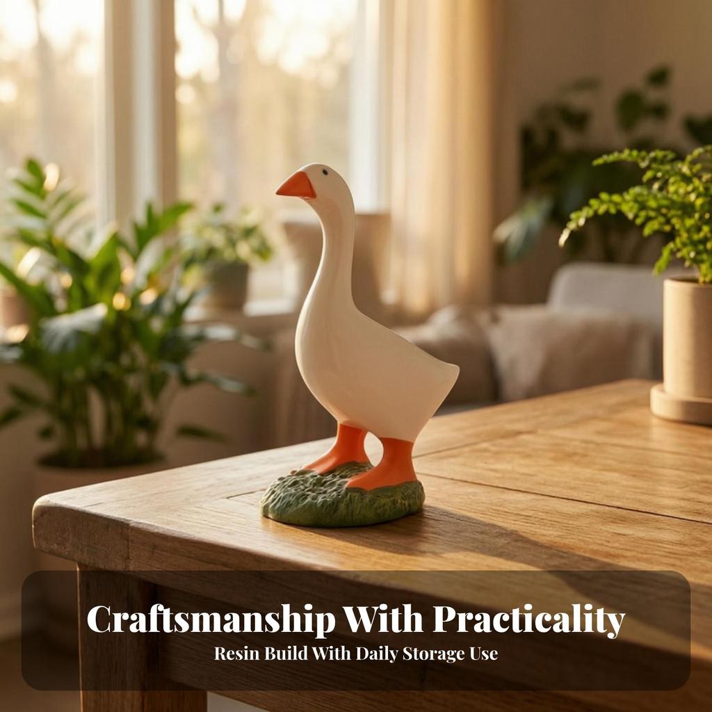 Duck Figurine with Key Hanger Playful Quirky for Shelf