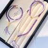 Haute Couture Natural Amethyst High Gloss Artificial Crystal Pearl Necklace Collarbone Chain Sweater Chain