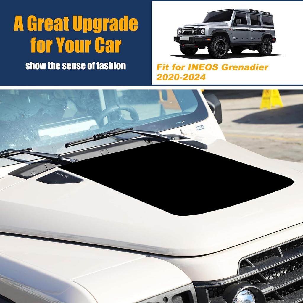 Kompatibilní s INEOS Grenadier 2020-2024 Samolepka na kapotu auta, Kryt kapoty auta PVC Voděodolný Černý Topografický vzor Samolepky Exteriér