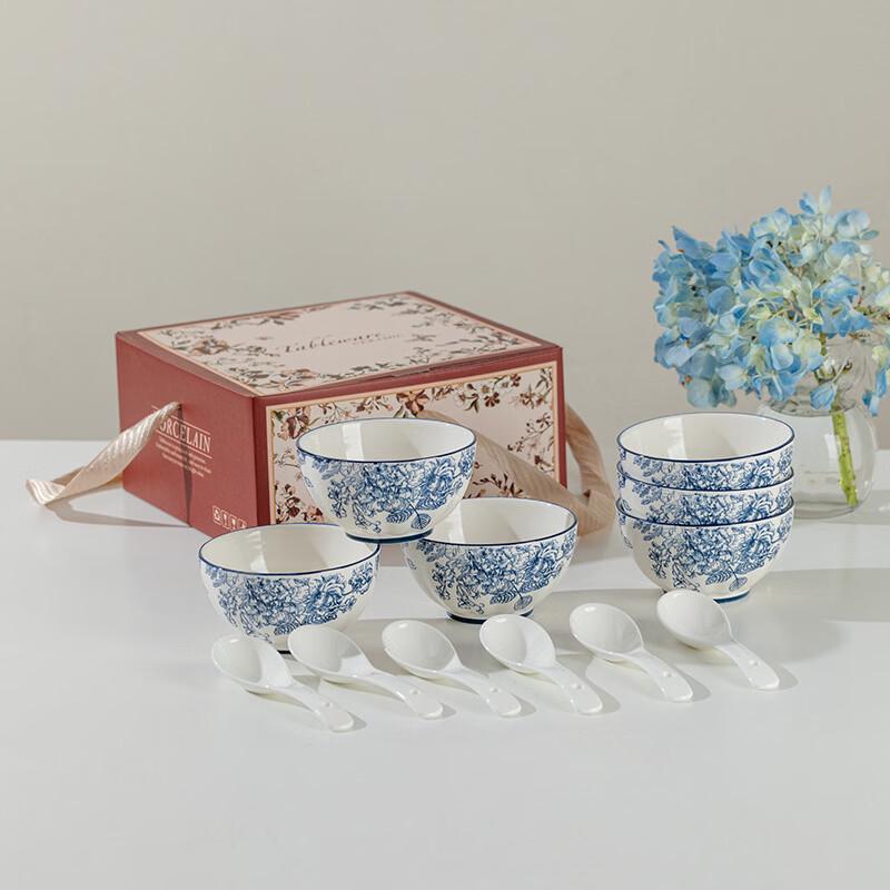 European Blue Rose Ceramic Dining Set