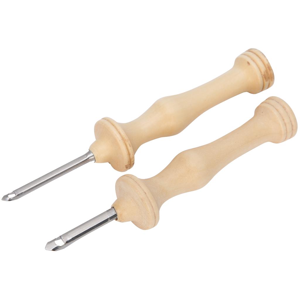 2Pcs Punch Needle Embroidery Kit Wooden Handle Yarn Needle DIY Hand‑Made Knitting Tools