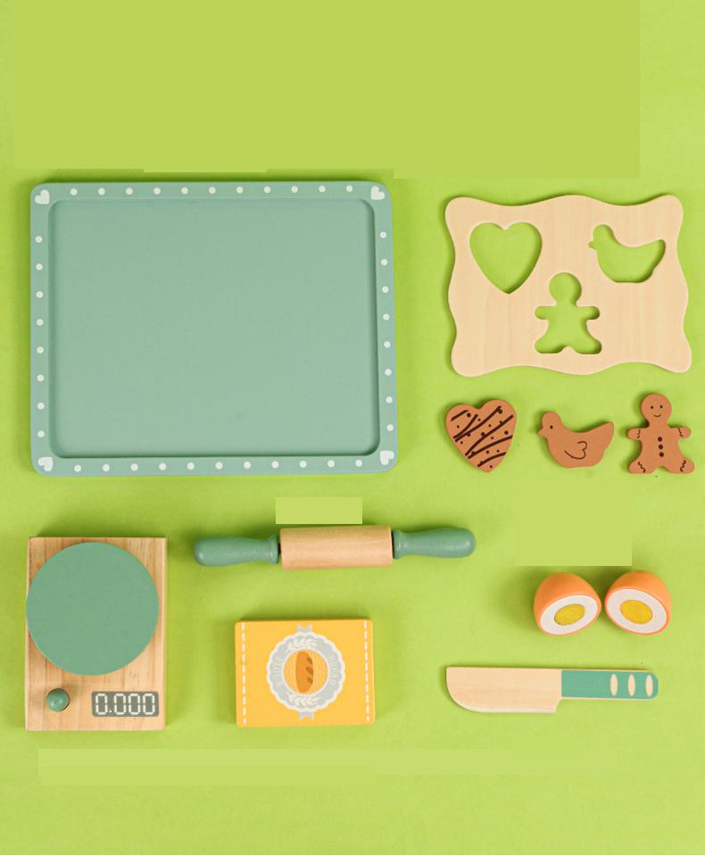 Wooden Cooking Pretend Play Kitchen Home Baking Tools Toys  Dough Sets Accessories Toddler Sensory Game Kinetic Christmas Gift