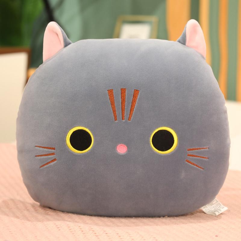 30X30Cm Down Cotton Plush Cat Pillow Stuffed Ultra Soft Cartoon Animal Round Hands Burner Back Support Plushie Gift