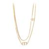 Solid Design Metal White Crystal Necklace Women Necklace Gold 106964268