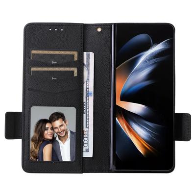 Für Samsung Galaxy Z Fold6 5G Hülle mit Handschlaufe Litschi-Textur PU-Leder Brieftasche Handyhülle