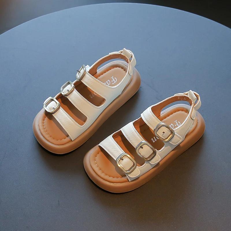 Summer Kids Sandal Cut-outs Non-slip Children Causal Boys Beach Sandals Fashion Solid Color Girls Children Sandals Soft Bottom