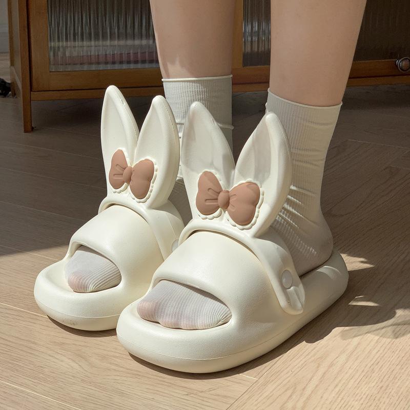 Fashion New 2024 Summer Platform Shoes Woman Cute Butterfly Rabbit Ear Slippers Girls Home Bathroom Slides Anti-slip Street Sandals