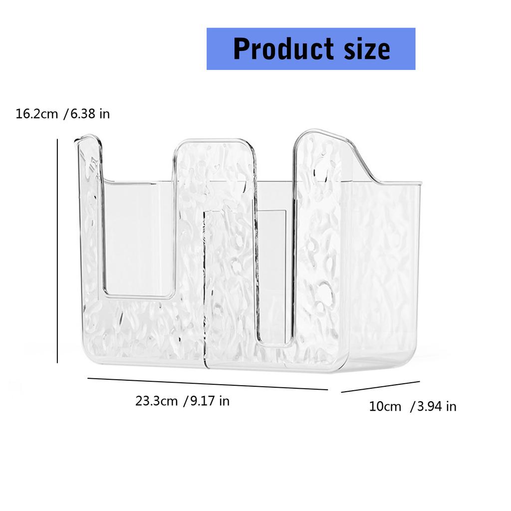Two Section Adhesive Tissue Storage Box Transparent Bathroom Dispenser with Duals Compartment Wet Wipes Container
