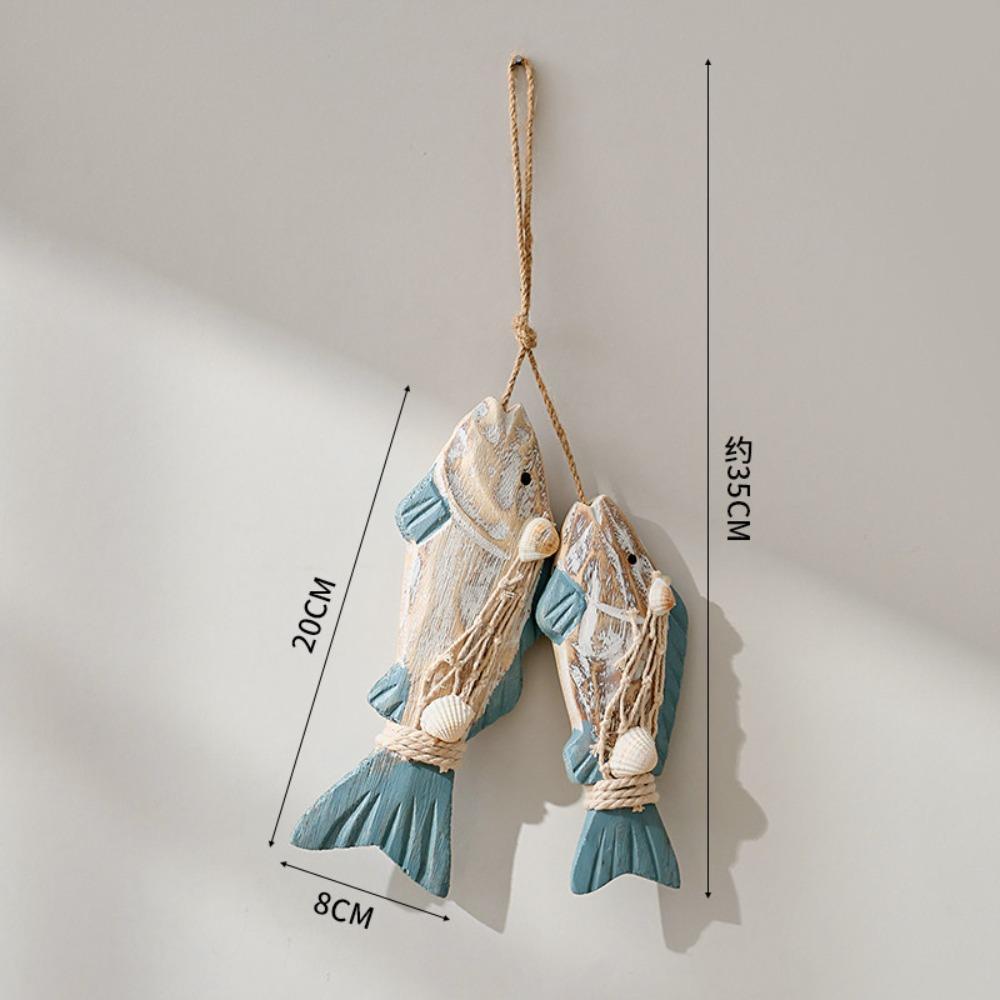 Mediterranean Fish Pendant Handmade Solid Wood Fish String Wall Decoration Wall Decoration Simulation Fish String Decoration