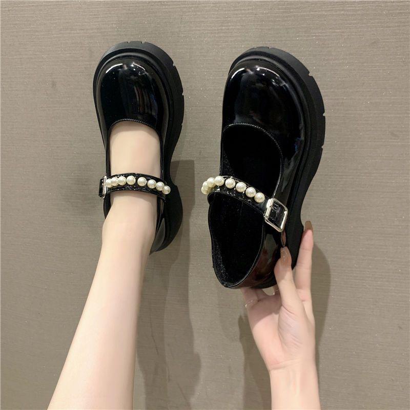 

Ретро маленькие кожаные туфли женские весенние новые жемчужные фея на платформе Мэри Джейн одинарные туфли 40