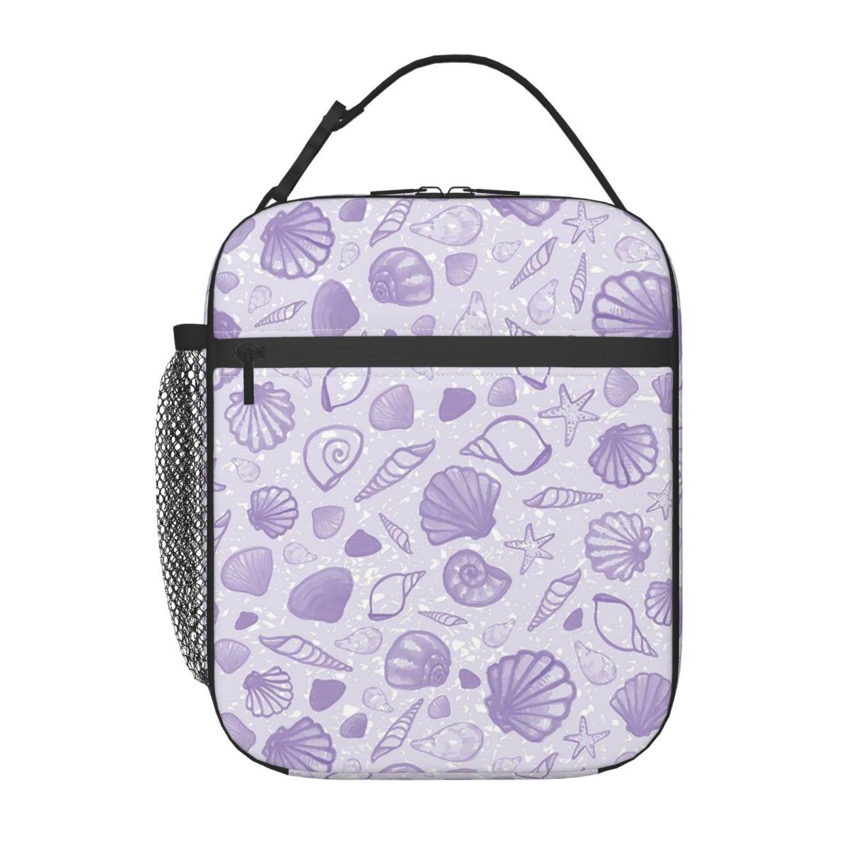

Ocean Purple Shell Pattern Insulated Lunch Bag for Kids School Cooler Thermal Food Box Tote Portable Lunch Boxes Container One Size