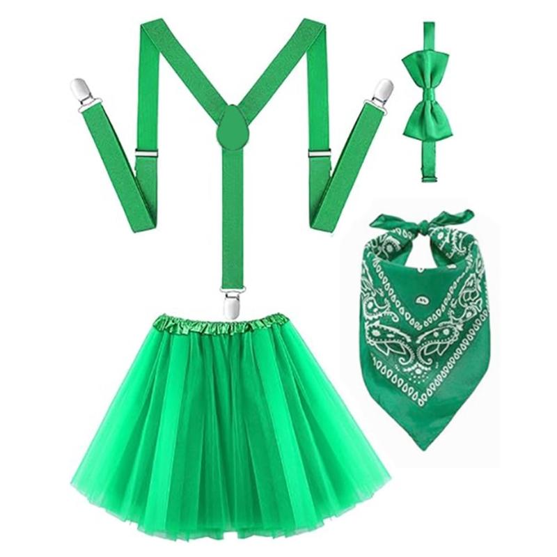 Green Leprechaun Hat Suspenders Striped Thigh High Socks Set Saint Patricks Day Costume Accessories Leprechaun Costume