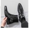 Men's Autumn Shiny Pointed Toe High-Top Chelsea Leather Boots - British Style, Formal or Casual.