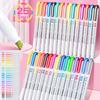 25pcs Colorful Dual Tip Highlighter Pens Set, Double Ended Highlighter with Broad & Fine Tips, Assorted Bright Color Markers
