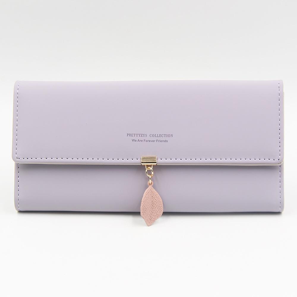 

Длинный женский кошелек из искусственной кожи, городской минималистский горизонтальный кошелек, большой емкости для женщин светло-фиолетовый