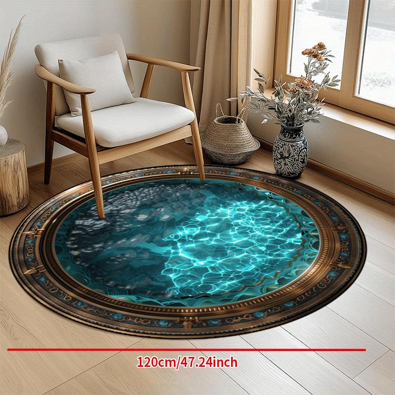 Round Area Rug Non Slip Washable Floor Mat Entryway Living Room Bedroom Patio Garden Decor Indoor Outdoor Home Carpet
