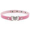 Rhinestone Heart Leather Choker, Minimal Elegant Sparkly Heart Clavicle Necklace