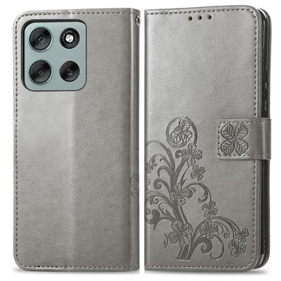 Etui skórzane na Motorola Moto G86 5G Portfel Koniczynka Czterolistna Pokrowiec na telefon