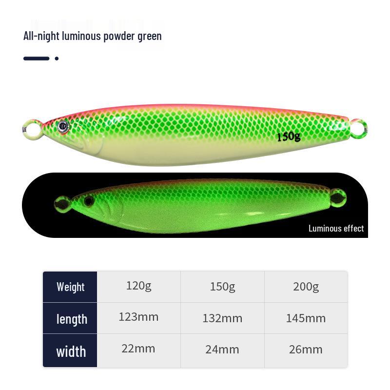 

S-Type Luminous Slow-Shake Cod Iron Plate Fishing Lure 120g, 150g, 200g - Perfect for Sea and Boat Fishing, Mackerel Bait 120g