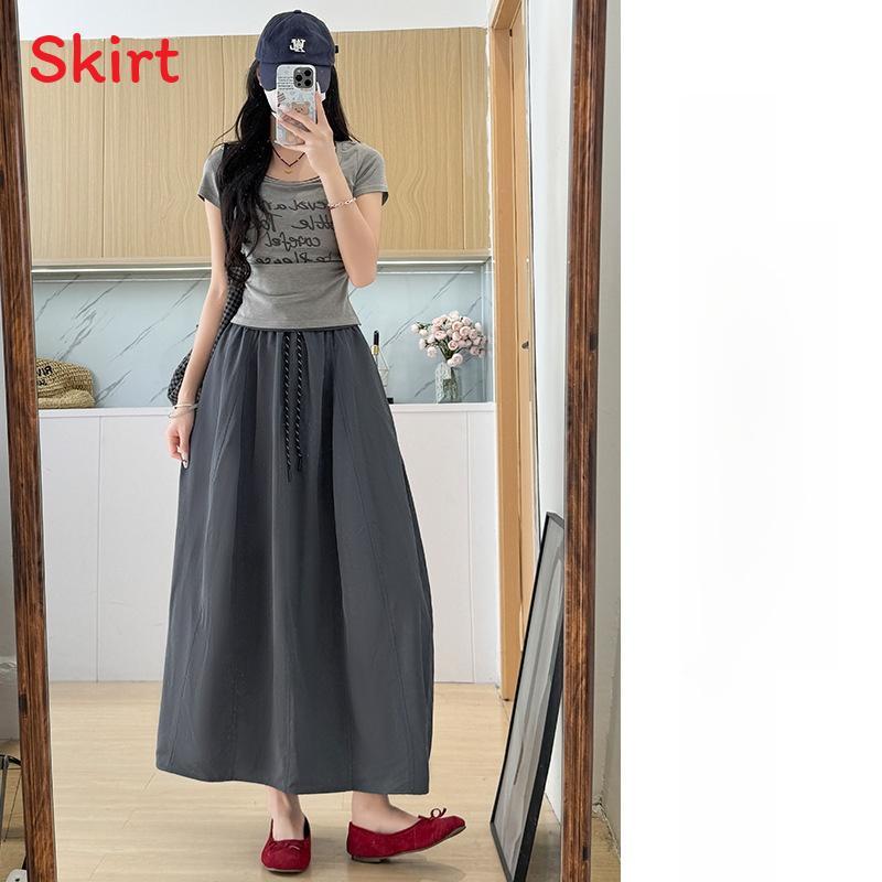 College Style Women A Line Skirt With Nylon Fabric And Tie Detail For Casual Wear