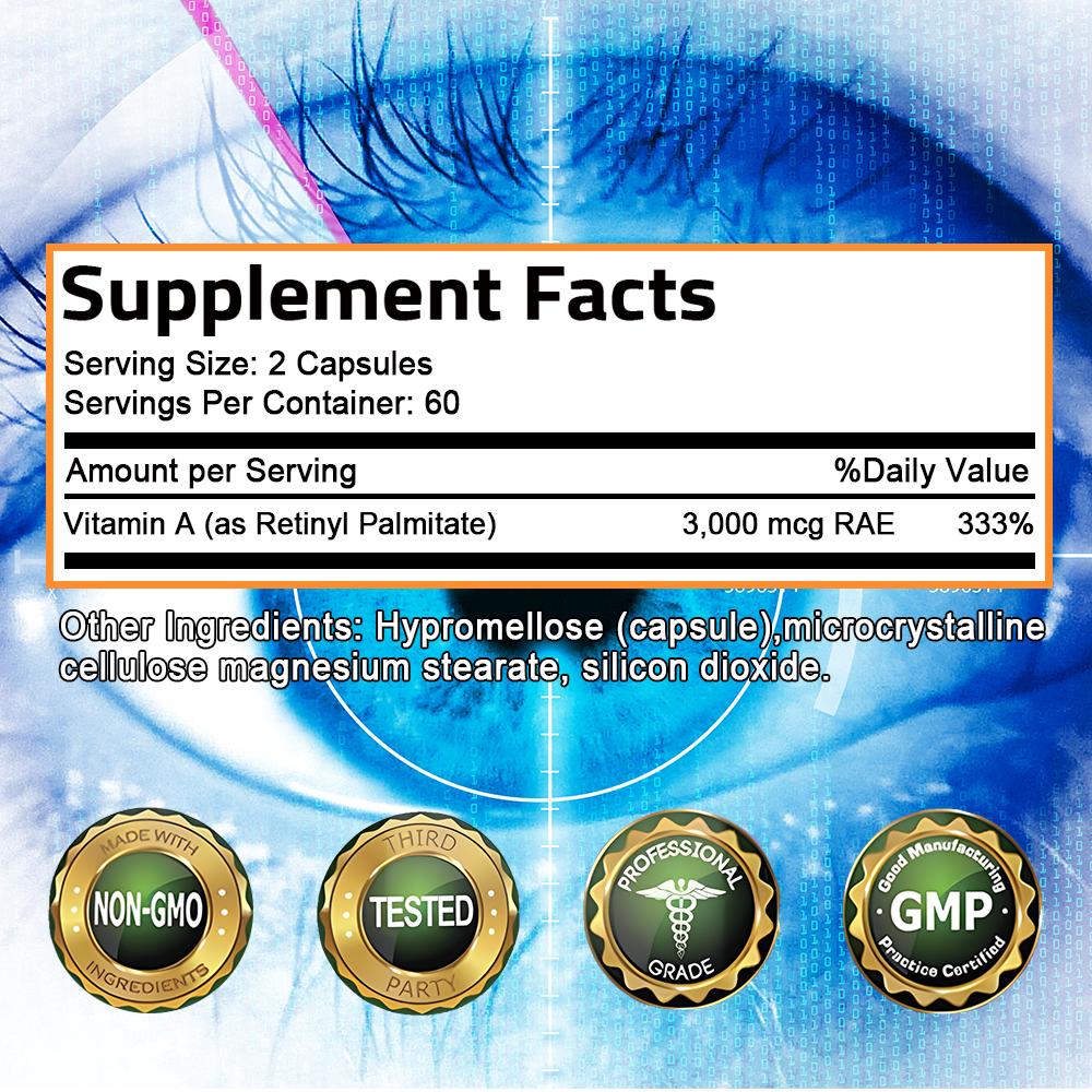 Balincer Vitamin A 10,000 IU Dietary Supplements, 120 Capsules