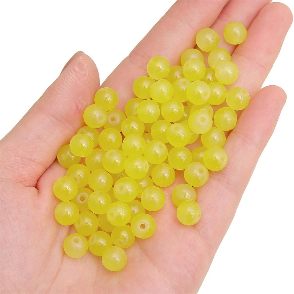 50-135 szt. Kryształowych szklanych koralików, galaretkowych, jednolitych kolorowych, imitujących kamień jadeitu, luźne koraliki dystansowe do wyrobu biżuterii