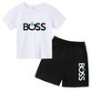 Summer Brand Letter Print Short Sleeve Kid T-shirt+shorts 2pcs Set for Boys and Girls Fashionable Casual Children's Set Outfits
