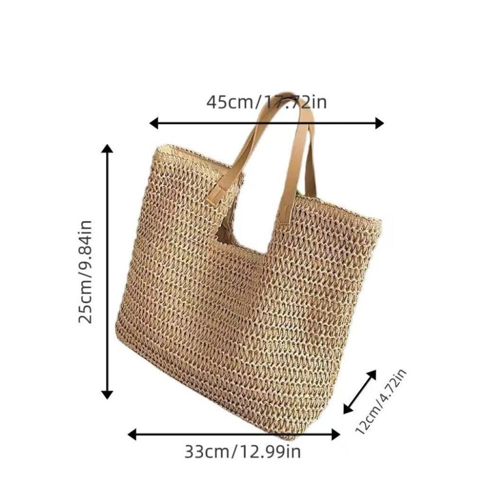 Travel Vintage Style Straw Shoulder Bag Bohemian Handmade Woven Tote Bag Casual Eco-Friendly Shopping Bag Vacation