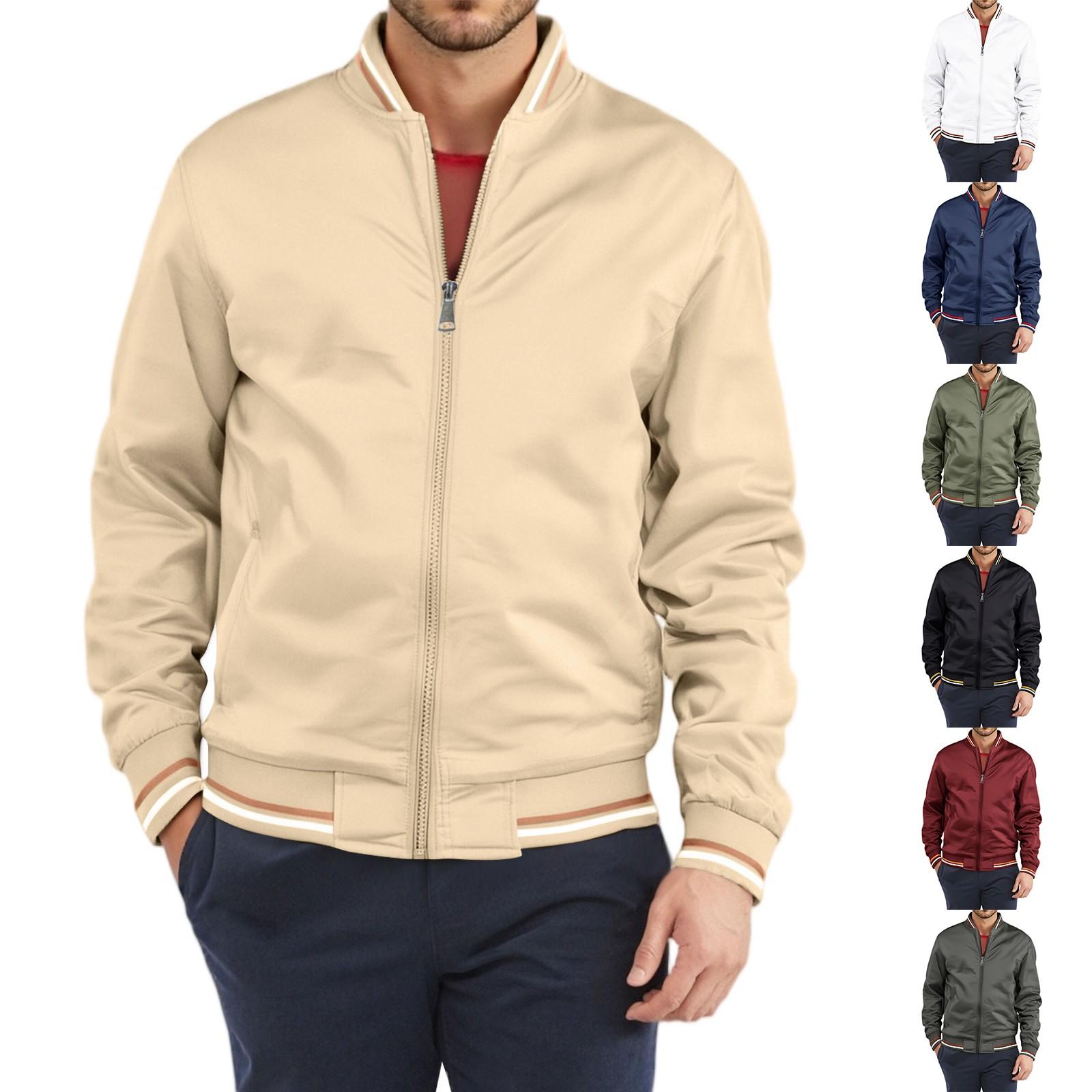 

Men s Premium Cotton Vintage Stand Collar Zippered Solid Color Loose-Fit Jacket - Flight & Baseball L чорний
