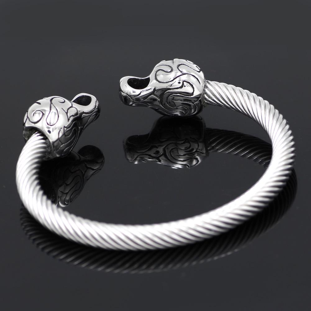 European Adjustable Stainless Steel Viking Retro Titanium Bracelet Wristband