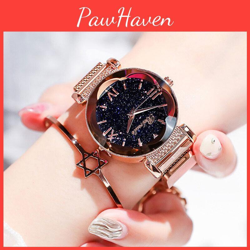 Fashionable Womens Bracelet Watch With Timeless Starry Sky Design And Alloy Case