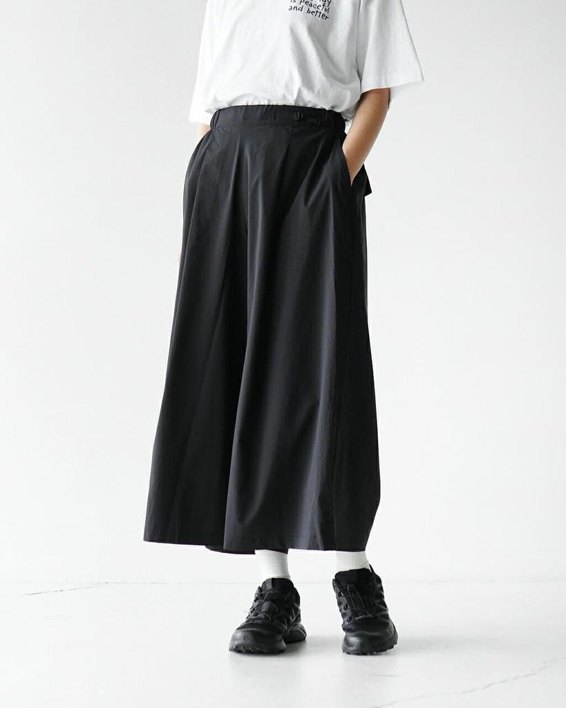 NANGA EXCURSION Wide UV Wide Women's Pants, Flared, Lightweight, Quick-Drying, Protection, Fit, N2501-1D409B, WM/BLK